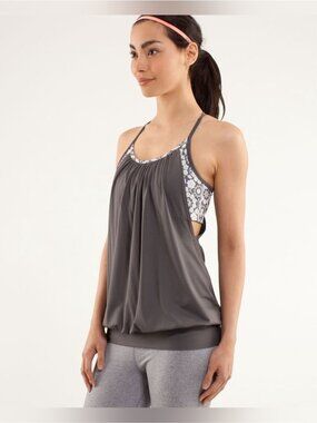Lululemon No Limits Tank Soot Light Twiggy Printed Nimbus Built-In Bra 4 y2k xs
